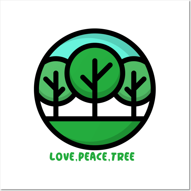 Love Peace Tree Wall Art by Climbinghub